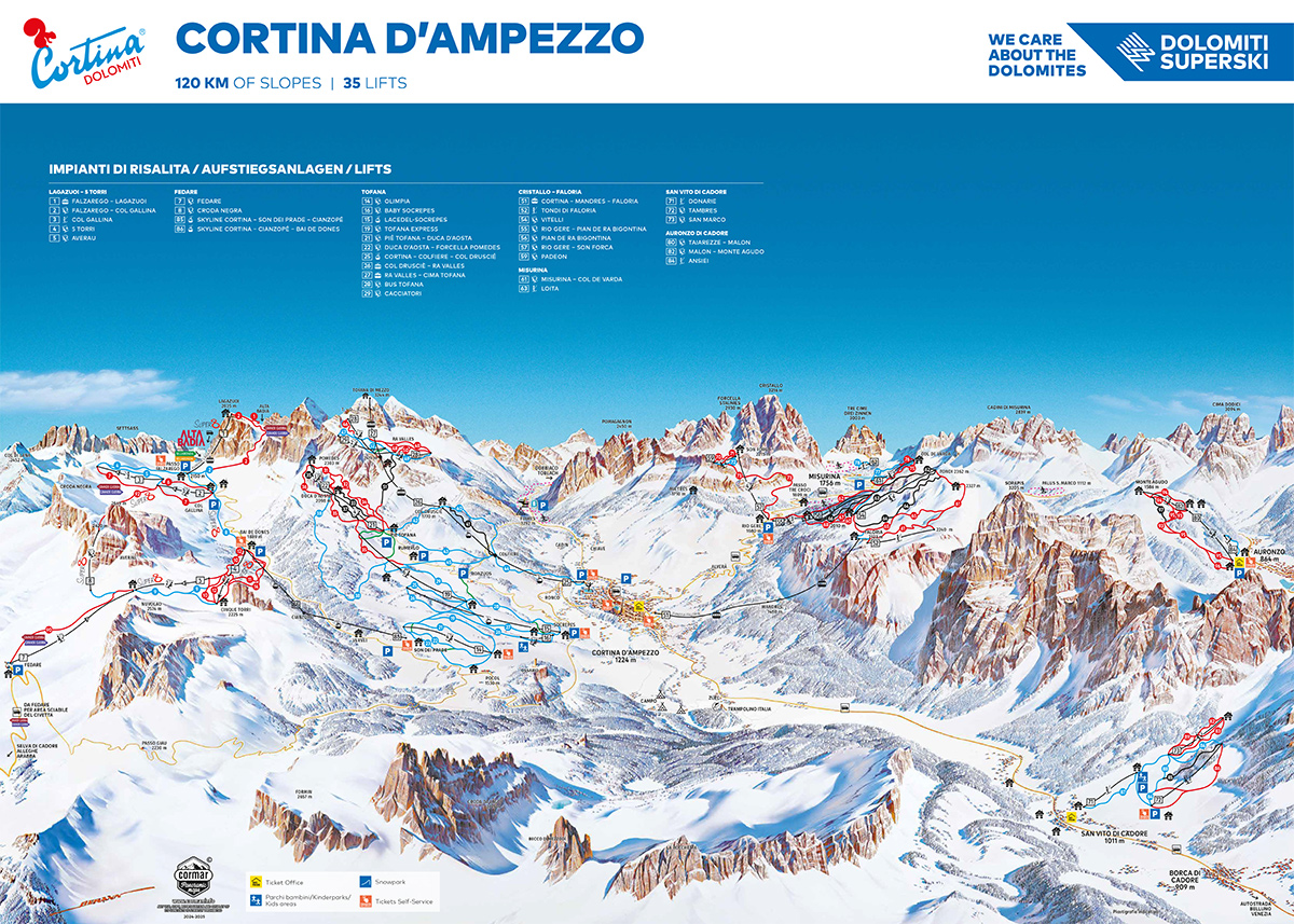Cartina Cortina d'Ampezzo - Mappa piste sci Cortina d'Ampezzo