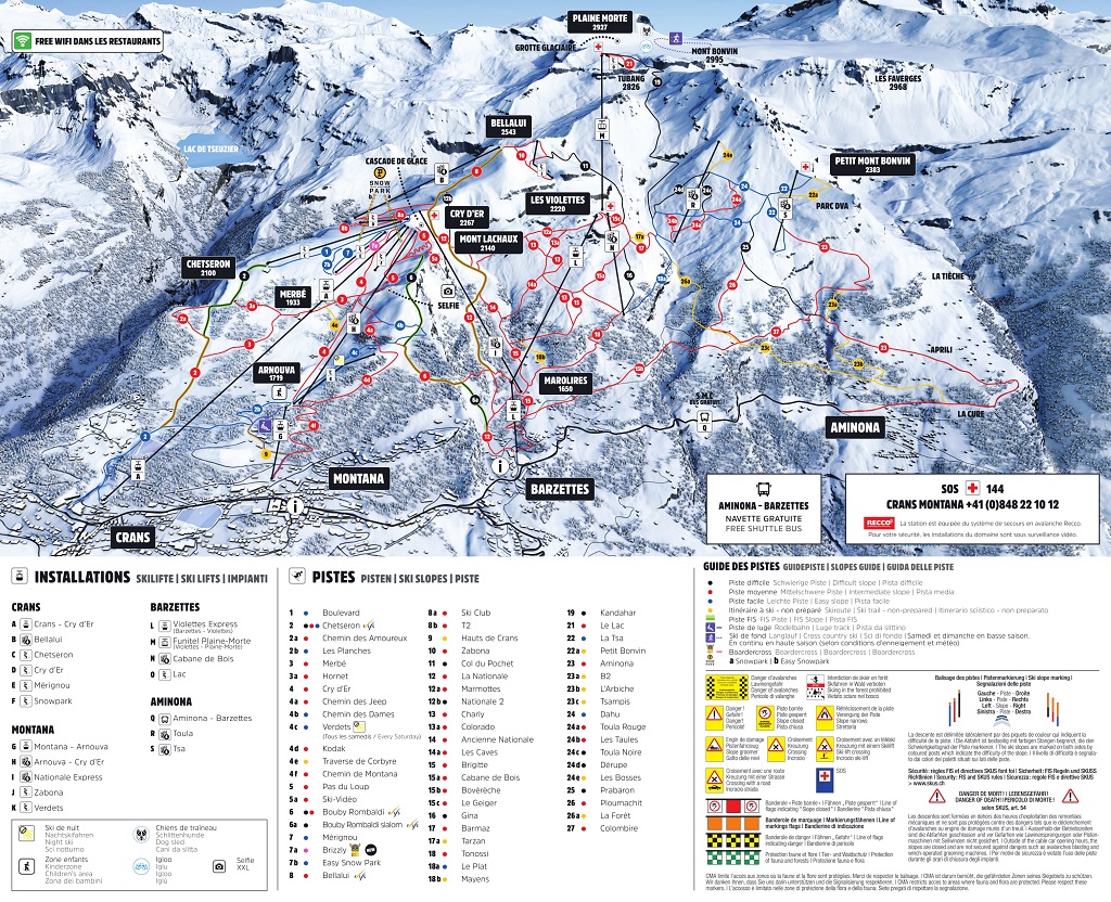 Cartina Crans Montana - Mappa piste sci Crans Montana