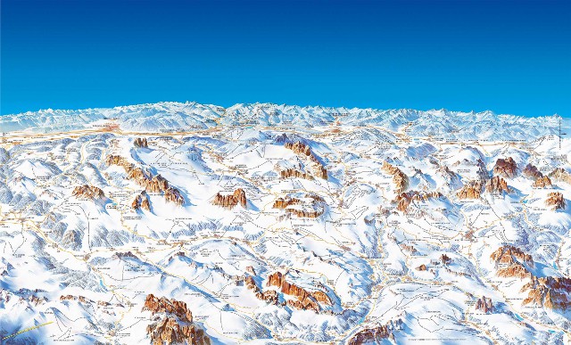 Cartina piste Dolomiti Superski - Skimap Dolomiti Superski
