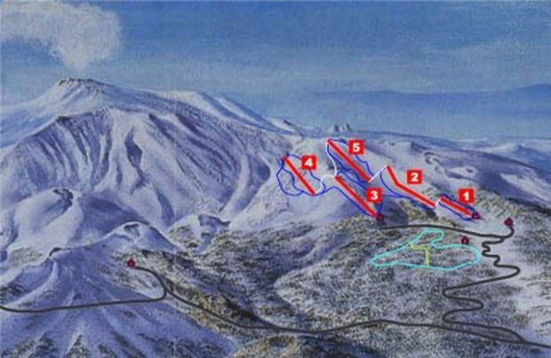 Cartina Etna Nord - Linguaglossa - Mappa piste di sci Etna Nord