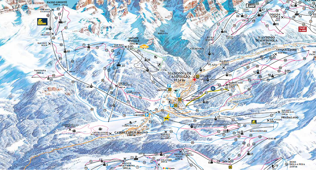 Cartina Madonna di Campiglio - Skimap Campiglio