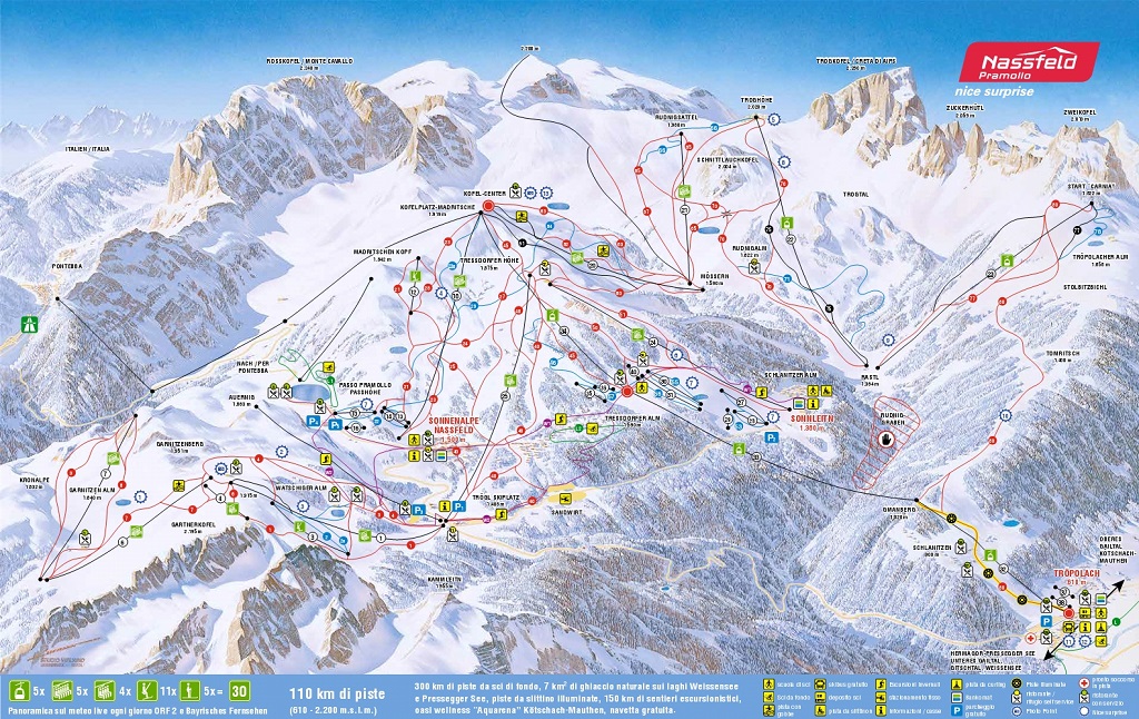 Cartina piste sci Nassfeld - Skimap Nassfeld Pramollo