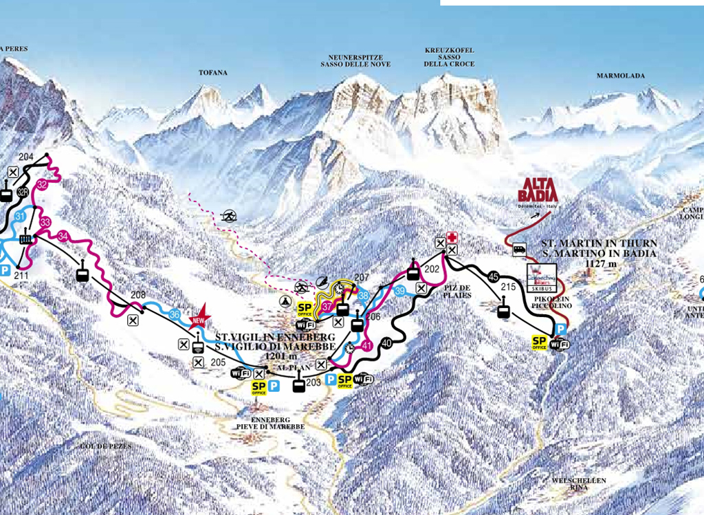 Cartina San Martino in Badia - Mappa piste di sci San Martino in Badia