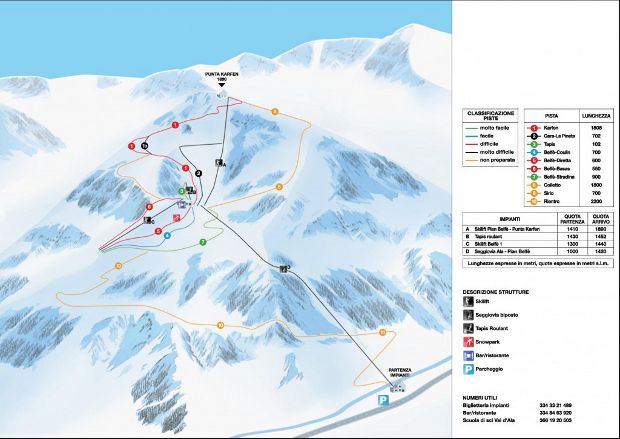 Cartina Ala di Stura - Mappa piste di sci Ala di Stura