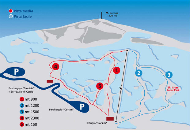 Cartina Monte Nerone - Mappe piste sci Monte Nerone