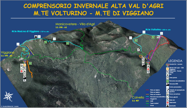 Cartina Monte Volturino- Mappa piste sci Monte Volturino