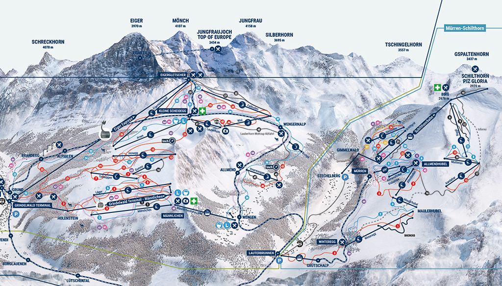 Cartina piste sci Murren - Skirama Murren