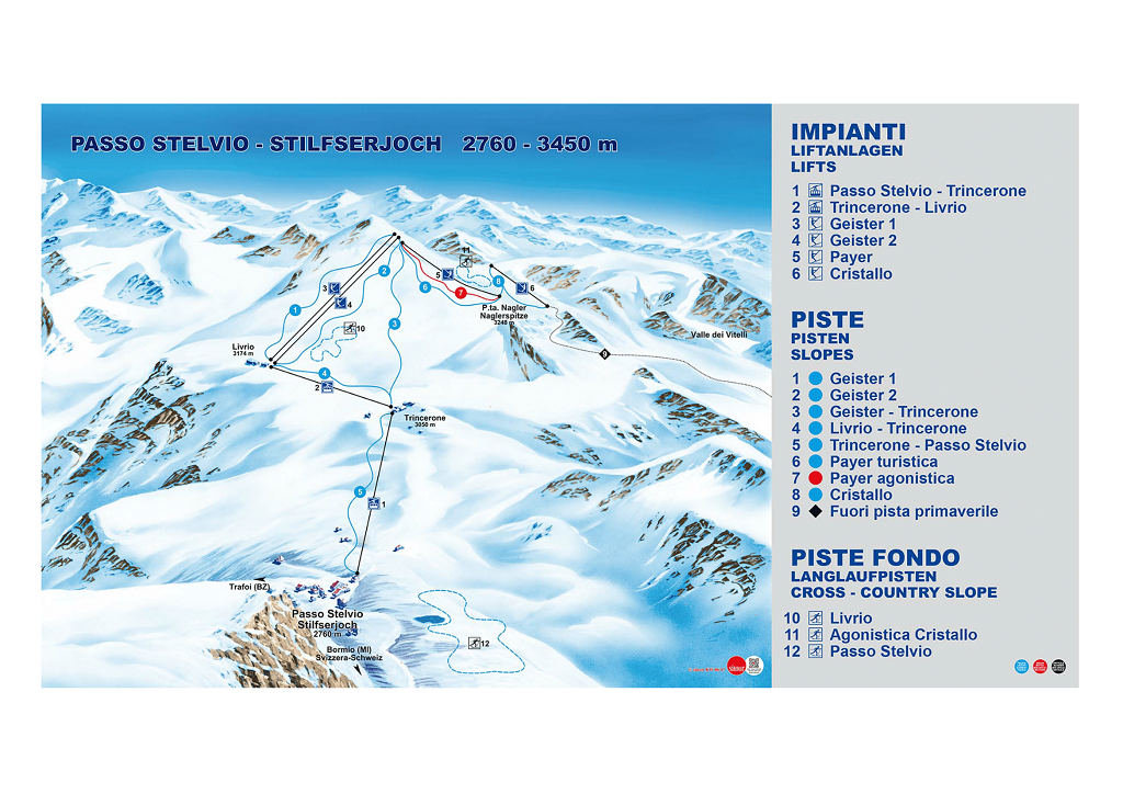 Cartina Passo dello Stelvio - Mappa piste sci Passo dello Stelvio