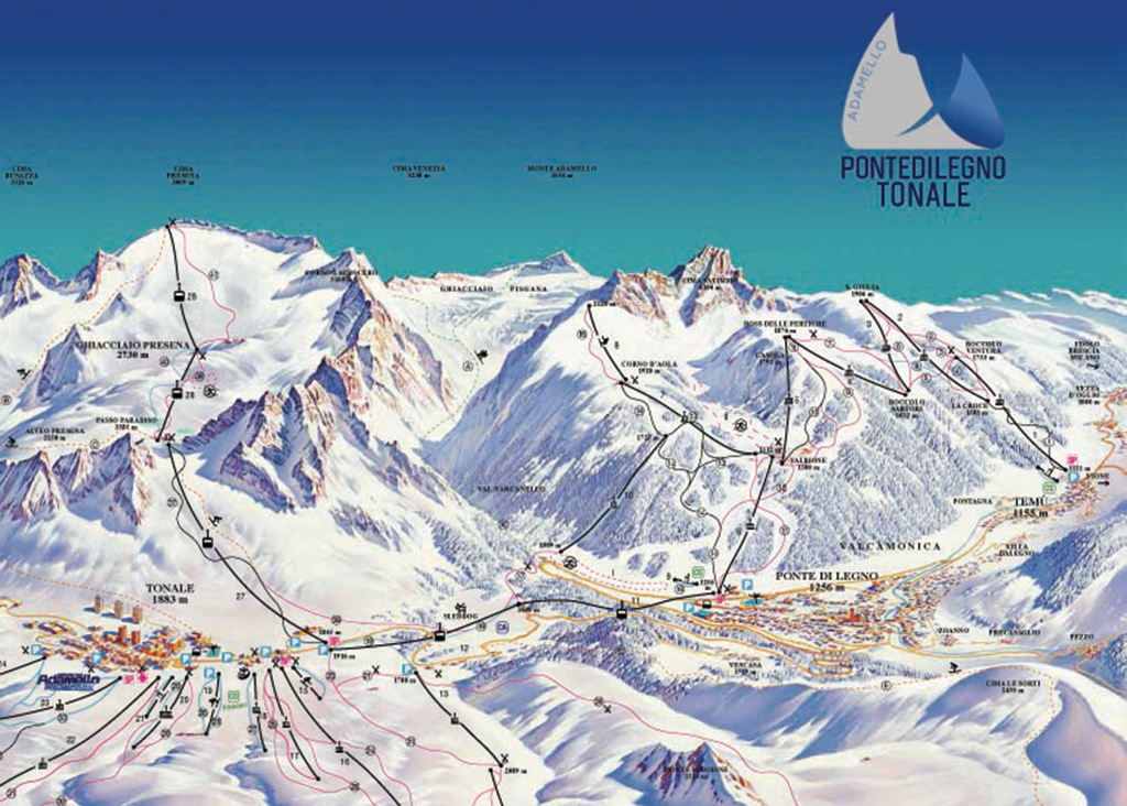 Cartina Passo del Tonale - Mappa piste sci Passo del Tonale