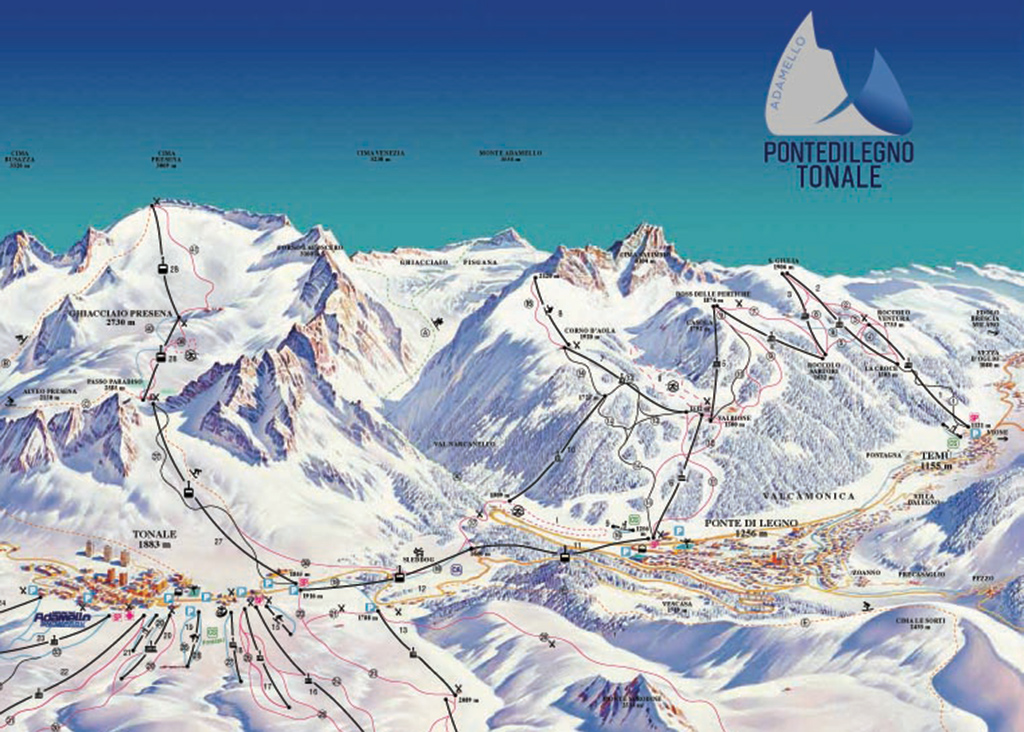 Cartina Passo del Tonale - Mappa piste sci Passo del Tonale