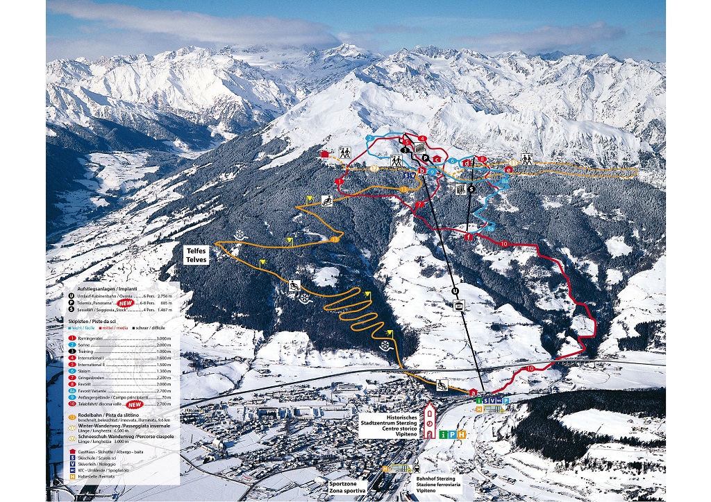 Cartina piste sci Monte Cavallo Rosskopf Vipiteno