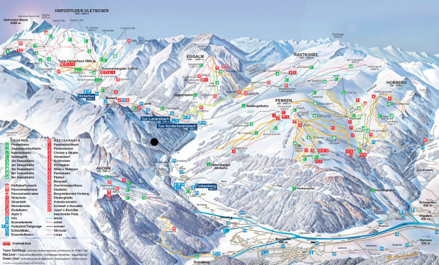 Cartina piste sci Finkenberg - Skimap Finkenberg