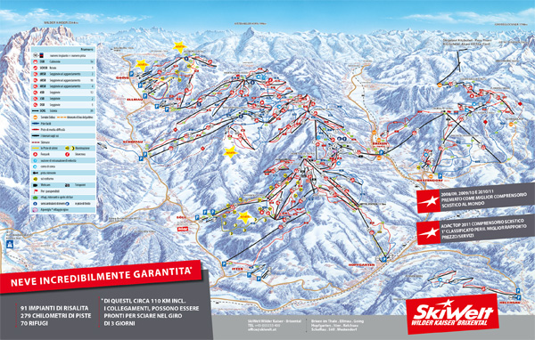 Cartina Skiwelt Wilder Kaiser - Brixental - Mappa delle piste