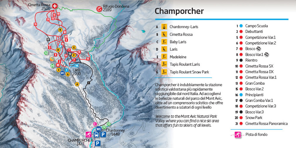 Cartina Champorcher - Mappa piste di sci Champorcher 