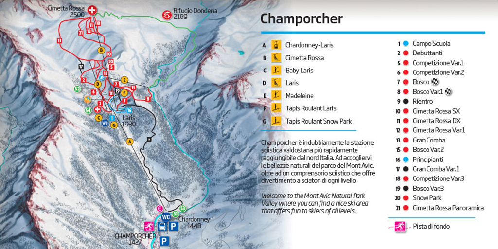 Cartina Champorcher - Mappa piste di sci Champorcher