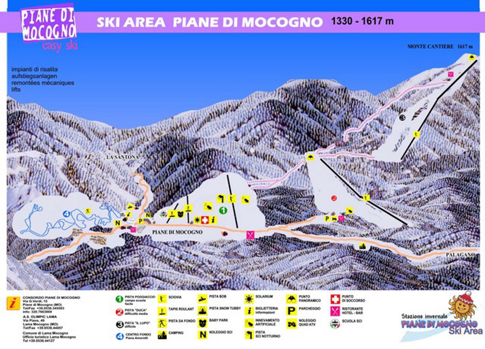 Cartina Piane di Mocogno - Mappa piste di sci Piane di Mocogno