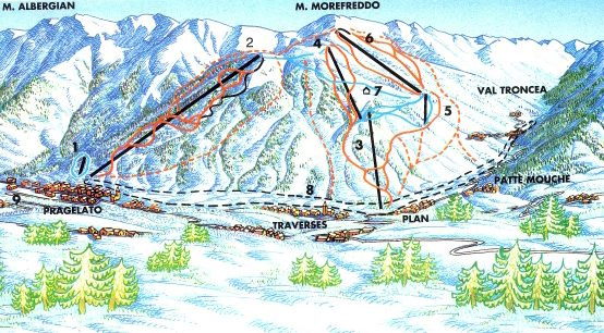 Cartina Pragelato - Mappa piste di sci Pragelato