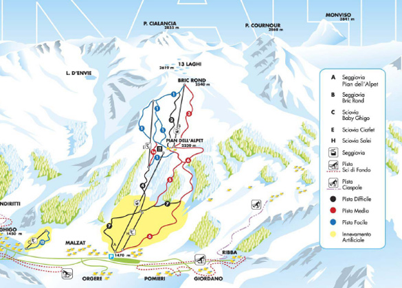 Cartina Prali - Mappa piste sci Prali