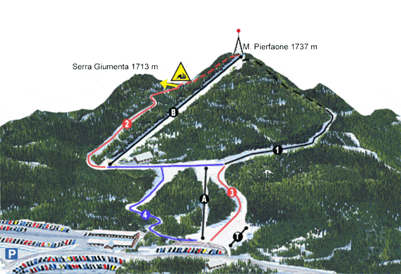 Cartina Sellata - Monte Pierfaone - Mappa piste sci Sellata -  Monte Pierfaone