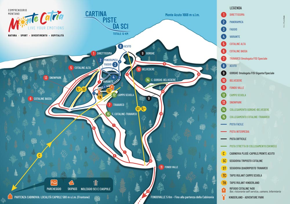 Cartina Monte Catria - Mappa piste sci Monte Catria