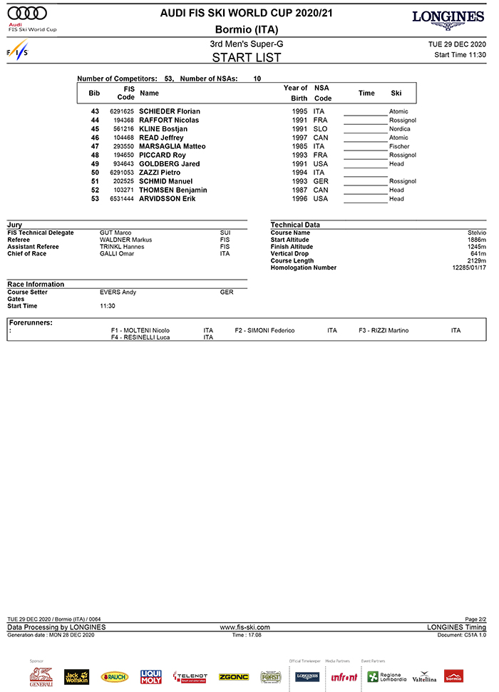 bormio startlist