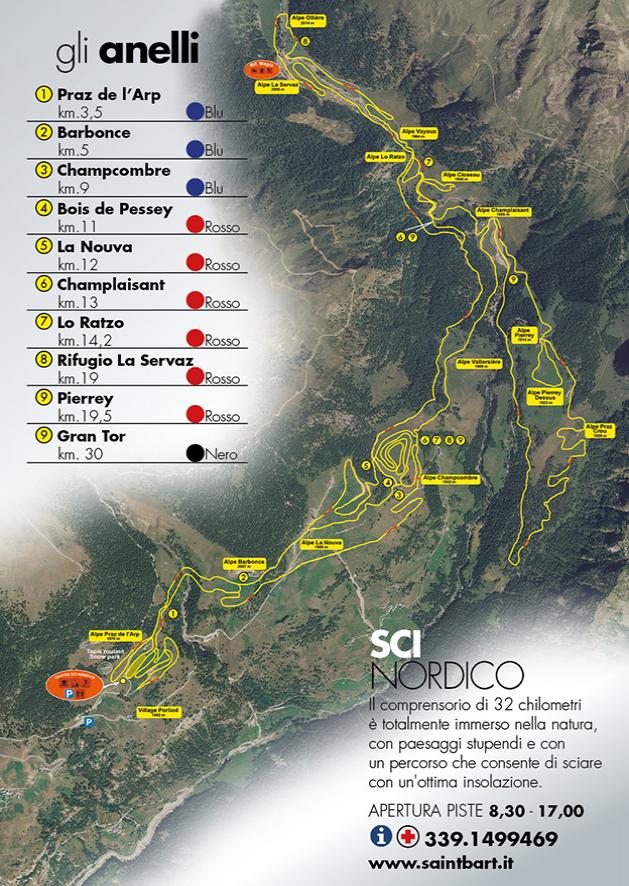 Mappa piste fondo saint barthelemy