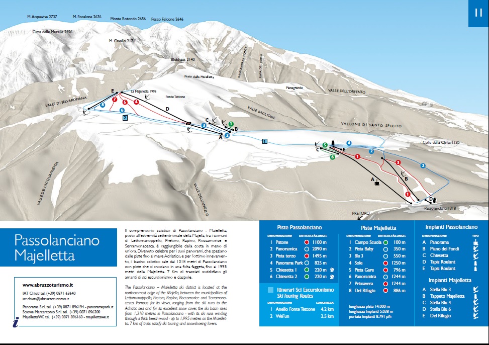 Cartina Passo Lanciano - Majelletta - Mappa piste sci Passo Lanciano - Majelletta