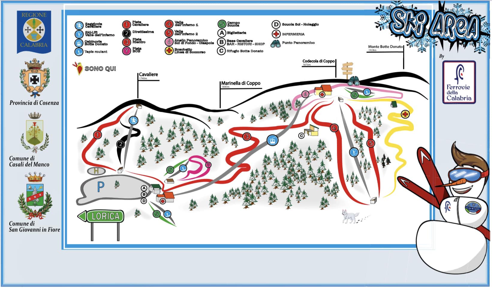 Cartina piste Lorica - Skimap Lorica