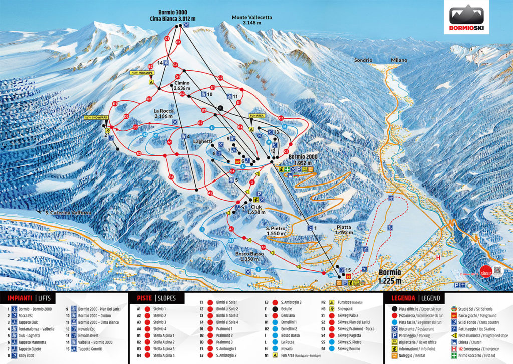 Cartina  Bormio - Mappa piste sci Bormio