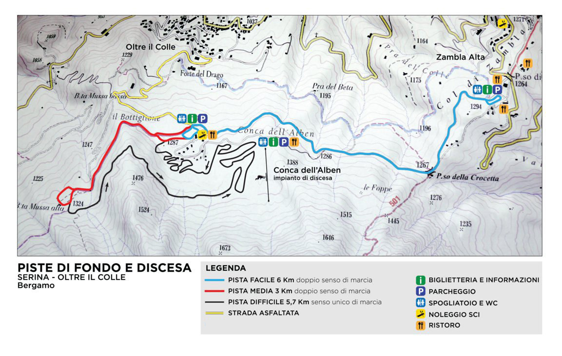 Cartina Oltre il Colle - Mappe piste di sci Oltre il Colle