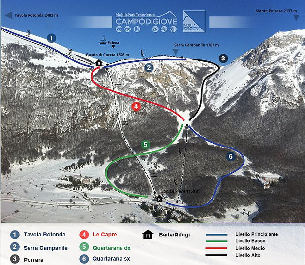 Cartina piste Campo Giove - Skimap Campo Giove