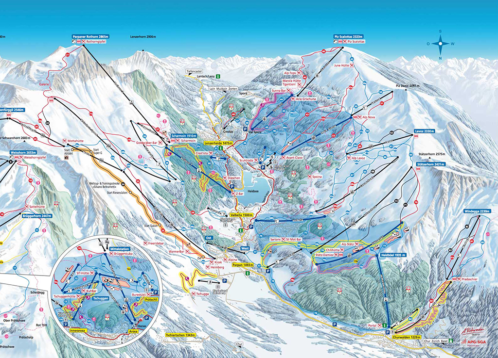Cartina Lenzerheide - Mappa piste sci Lenzerheide