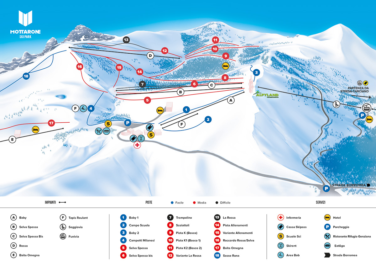 Cartina Mottarone - Mappa piste sci Mottarone