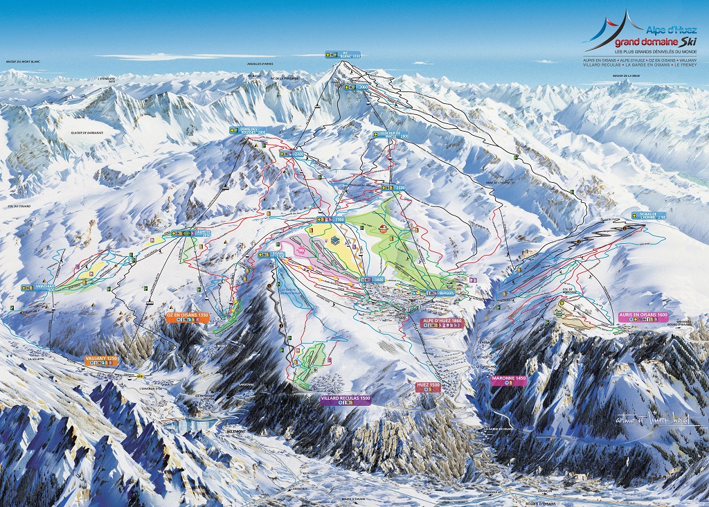 Cartina Alpe d'Huez - Mappa delle piste Alpe d'Huez 