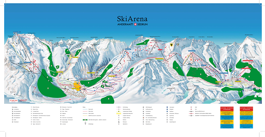 Cartina Andermatt - Mappa piste di sci Andermatt