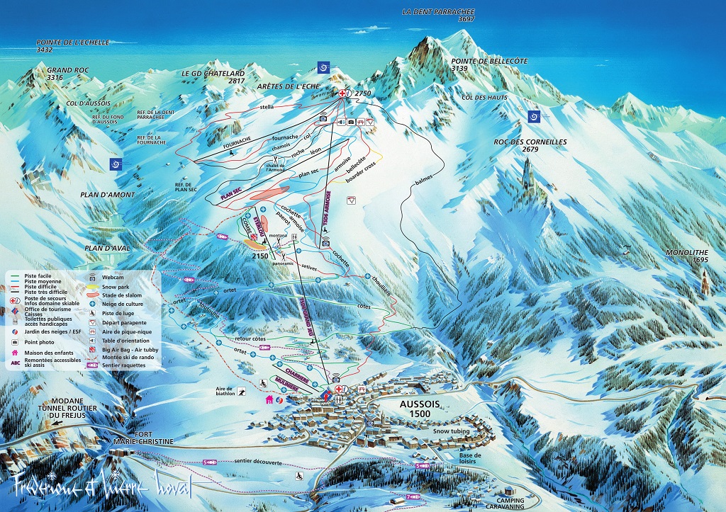 Cartina Aussois  - Mappa piste di sci Aussois 