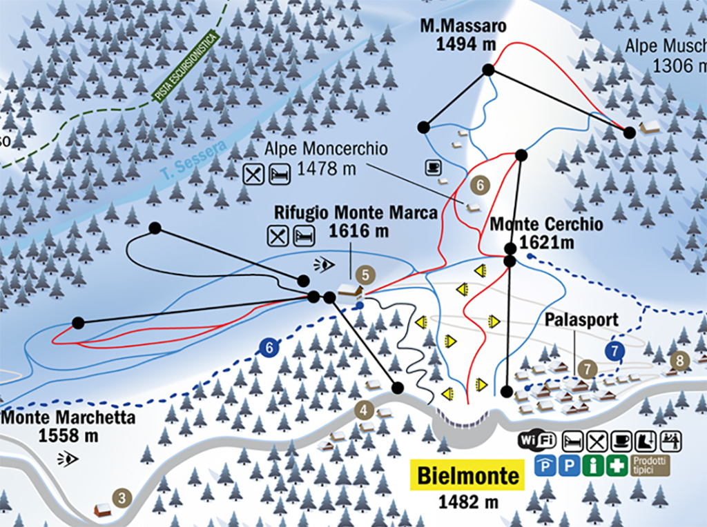 Cartina Bielmonte - Mappa piste di sci Bielmonte