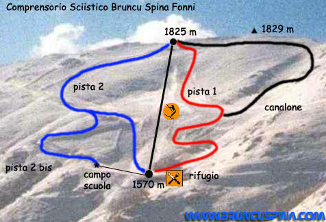 Cartina piste Fonni Bruncu Spina - Skimap Fonni Bruncu Spina