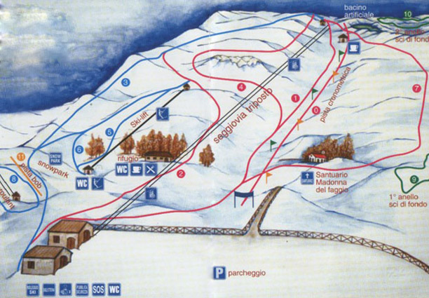 Cartina Eremo - Monte Carpegna - Mappa piste sci Eremo - Monte Carpegna
