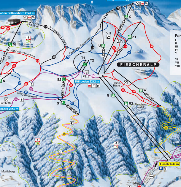 Cartina Fiescheralp - skimap Fiescheralp