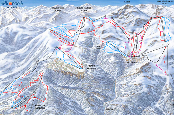 Cartina Frabosa Soprana - Mappa piste sci Frabosa Soprana