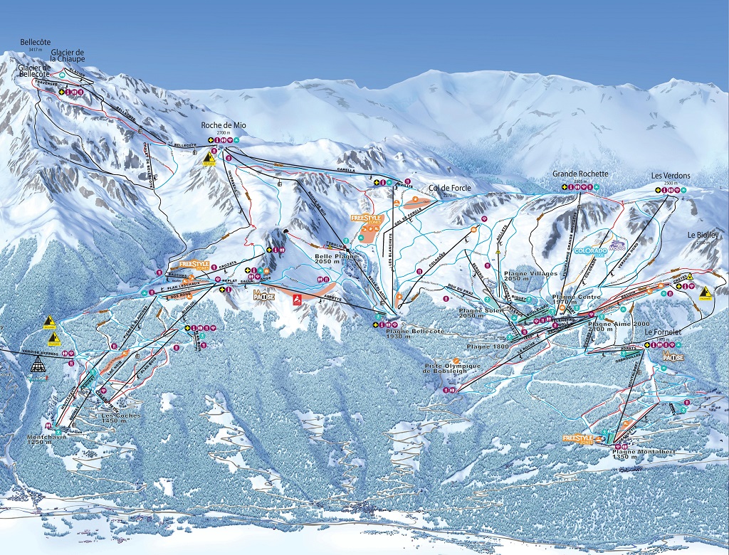 Cartina La Plagne - Mappa piste sci La Plagne