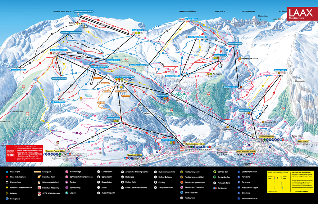 Cartina Laax - Mappa piste sci Laax