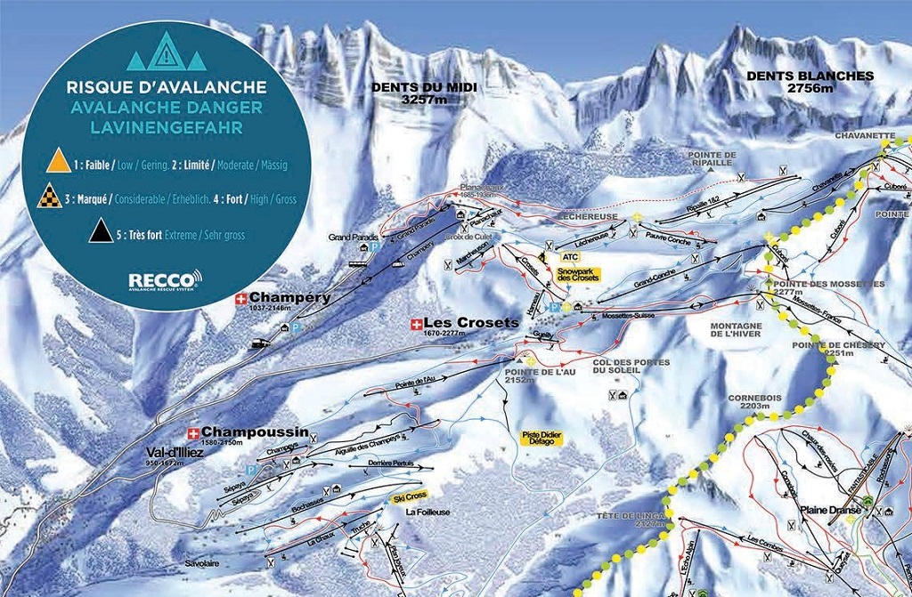 Cartina Les Crosets - Champery - Mappa piste sci Les Crosets - Champery