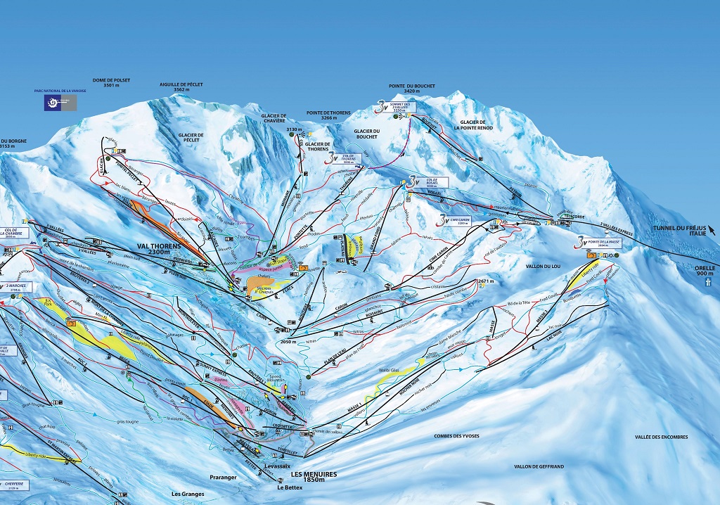 Cartina Les Menuires - Mappa piste sci Les Menuires