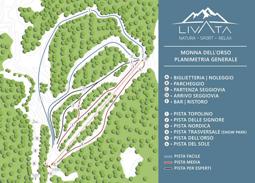 Cartina piste sci Monte Livata - Skimap Monte Livata