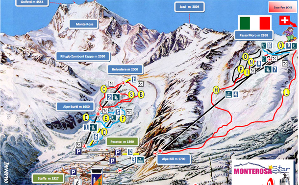 Cartina Macugnaga - Mappa piste sci Macugnaga