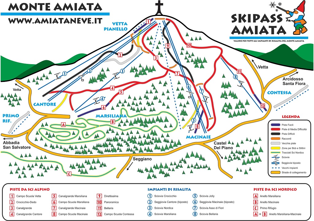 Cartina Monte Amiata - Mappa piste sci Monte Amiata