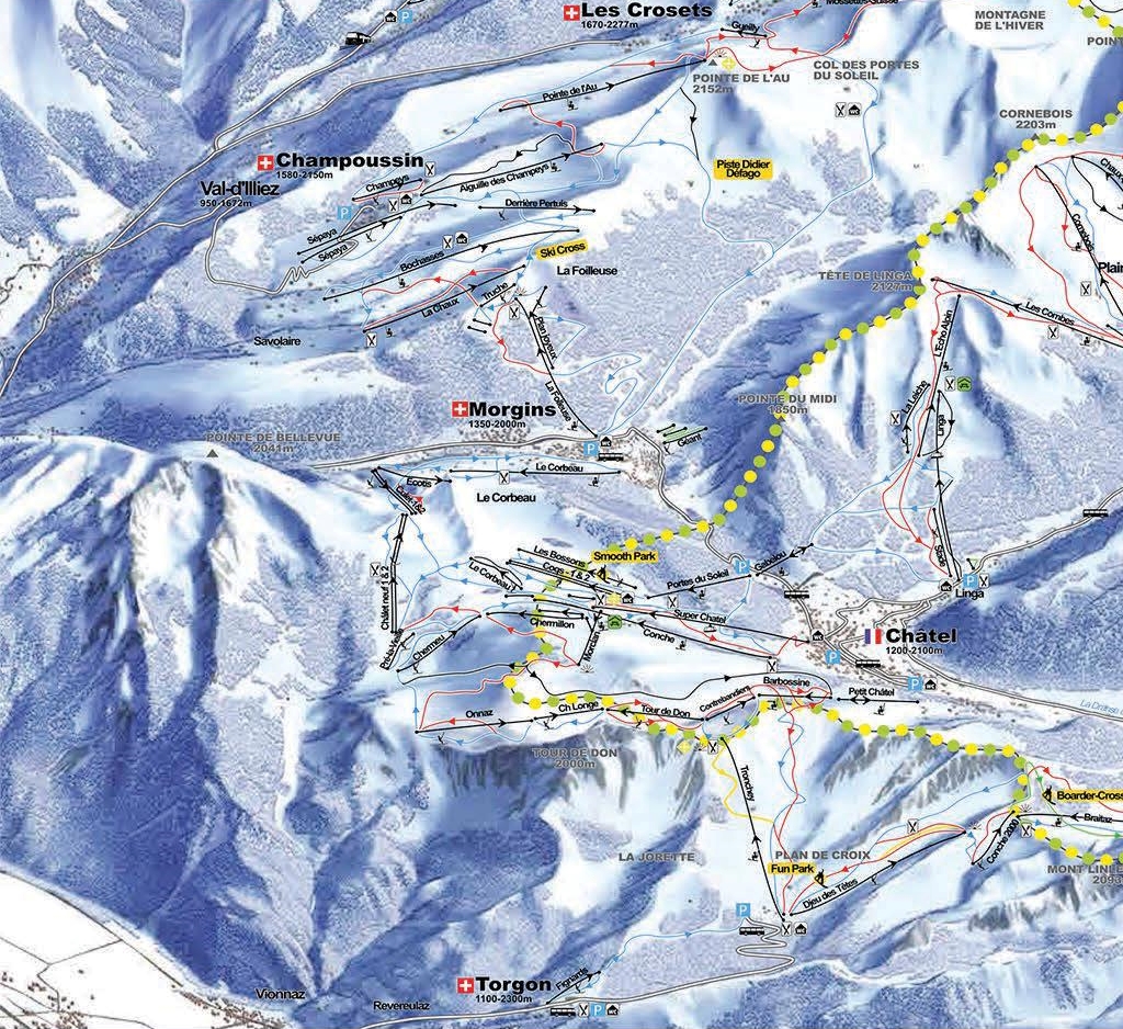 Cartina Morgins - Mappa piste sci Morgins