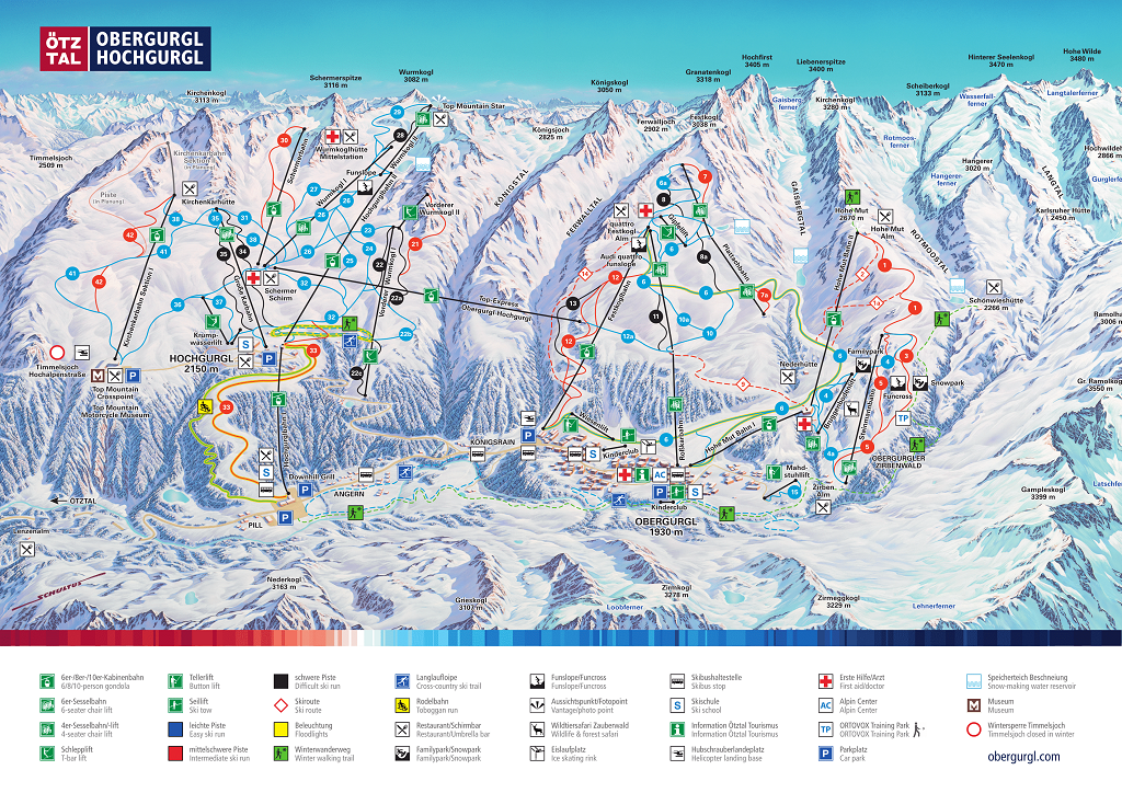 Cartina piste sci Obergurgl Hochgurgl - skimap Obergurgl Hochgurgl